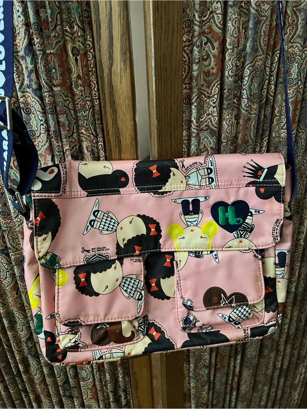 Harajuku Lovers Pink Character Patchwork Crossbody Bag